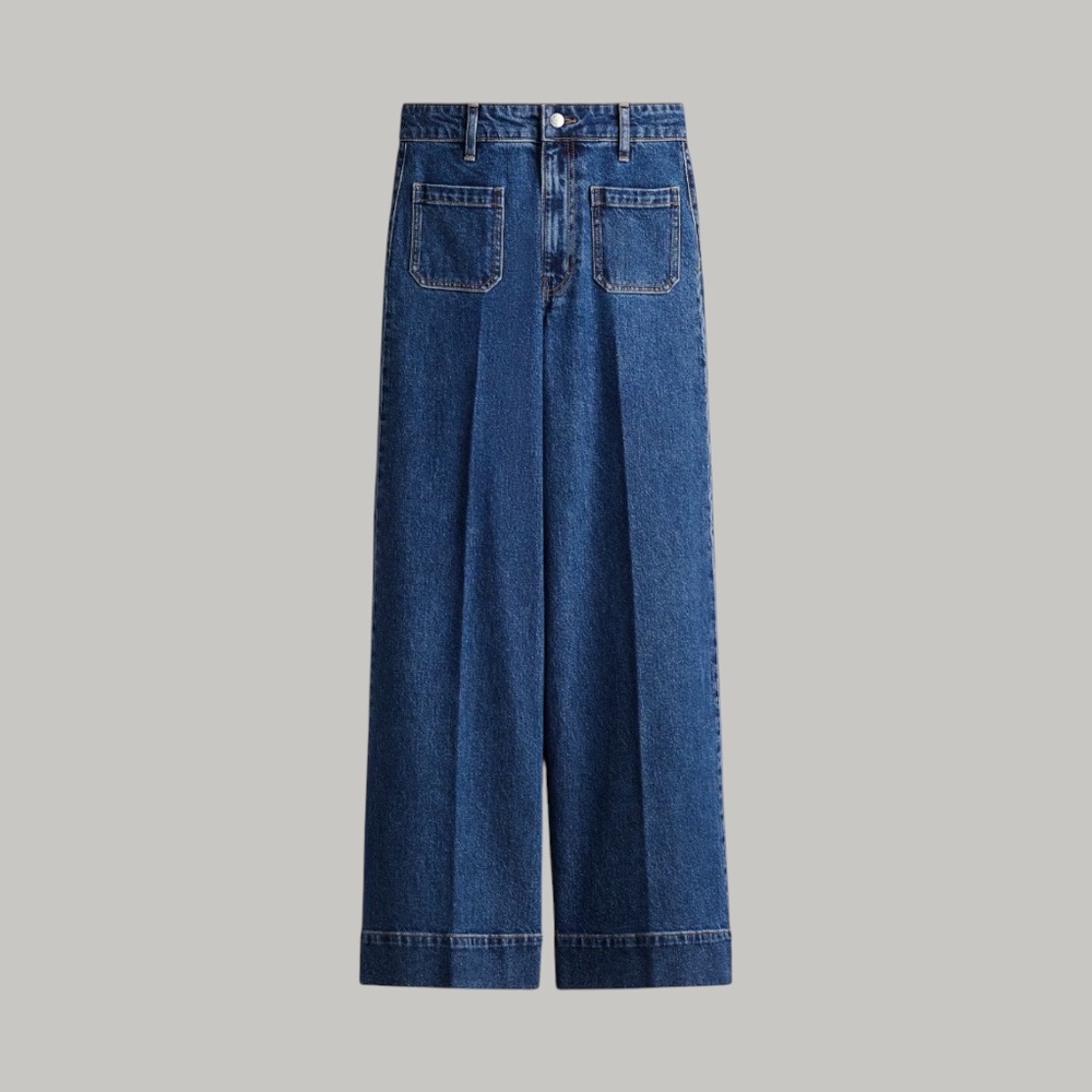 H&M Blue Denim High-Waisted Wide Leg Jeans